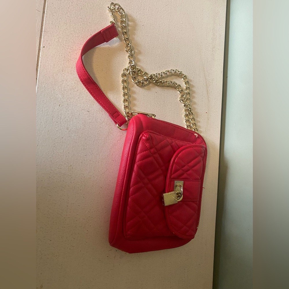 Steve Madden Red Quilted Chain Shoulder Bag